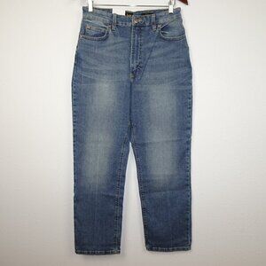 Lee Straight Leg Jeans Women's Size 31x27 Blue Denim High Rise Ankle Mom Jeans